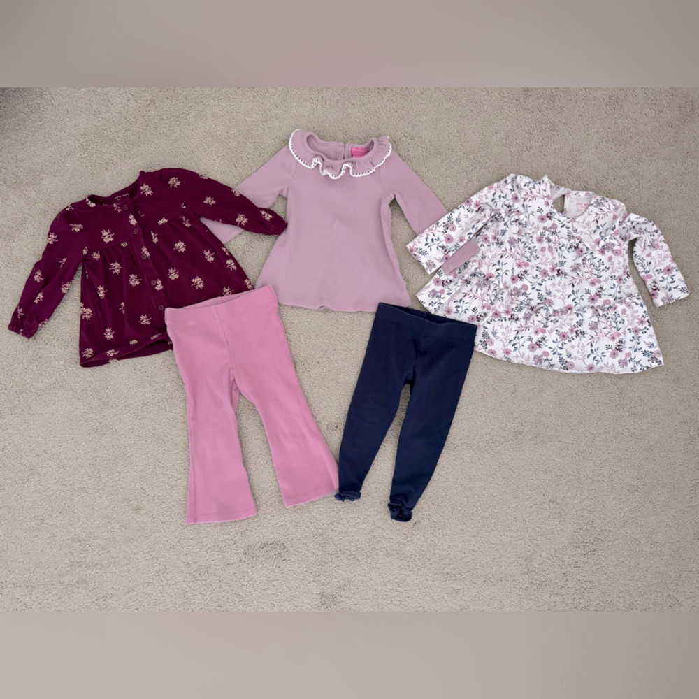 Girls' Floral and Solid Outfit Set